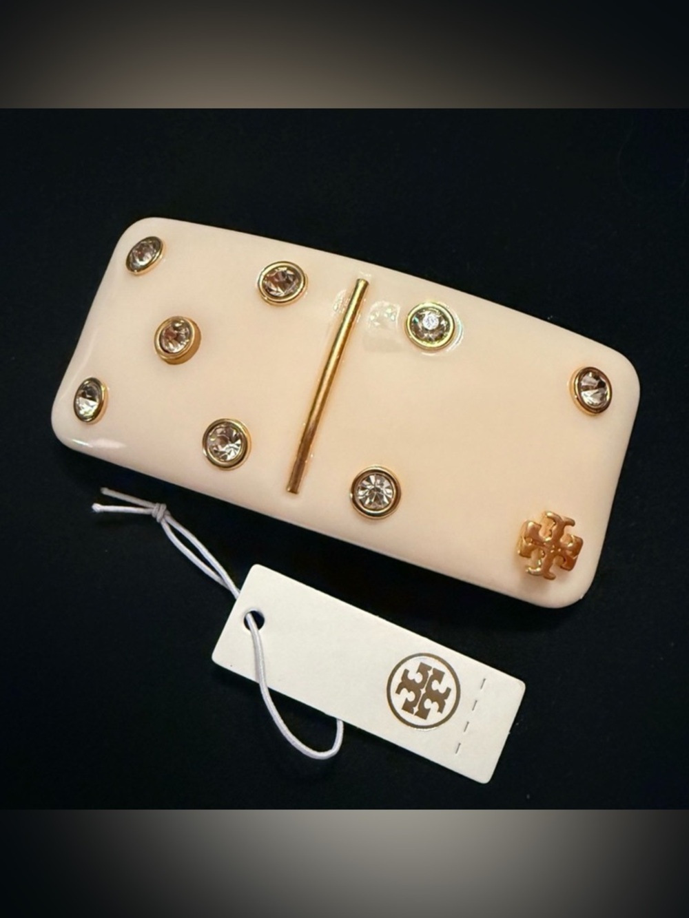Tory Burch Ivory Hair Clip with Gold Details